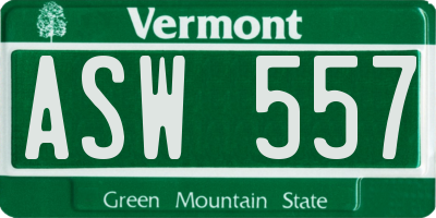 VT license plate ASW557
