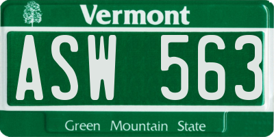 VT license plate ASW563