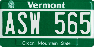 VT license plate ASW565