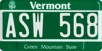 VT license plate ASW568