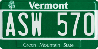 VT license plate ASW570