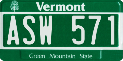 VT license plate ASW571