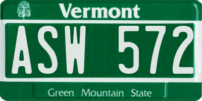 VT license plate ASW572