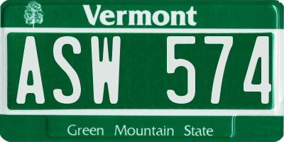 VT license plate ASW574