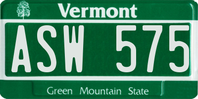 VT license plate ASW575