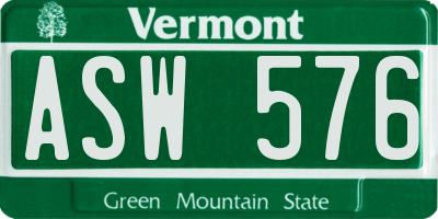 VT license plate ASW576