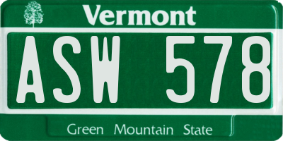 VT license plate ASW578