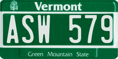 VT license plate ASW579