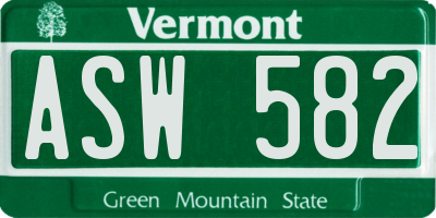 VT license plate ASW582
