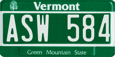 VT license plate ASW584