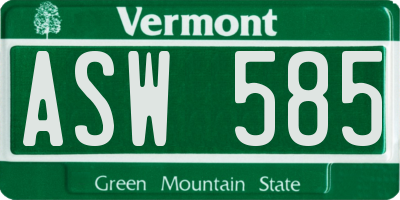 VT license plate ASW585