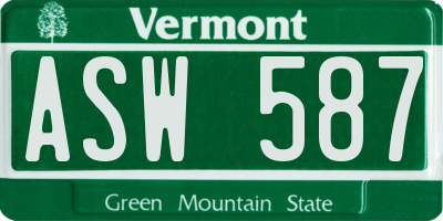 VT license plate ASW587