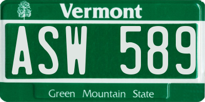 VT license plate ASW589