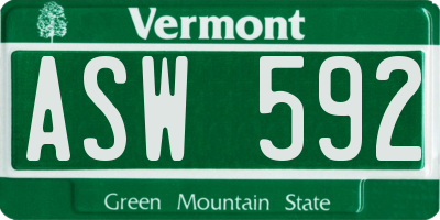 VT license plate ASW592