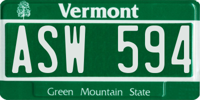 VT license plate ASW594