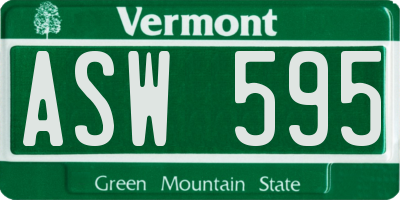 VT license plate ASW595