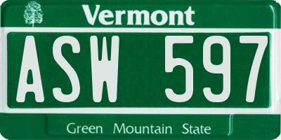VT license plate ASW597