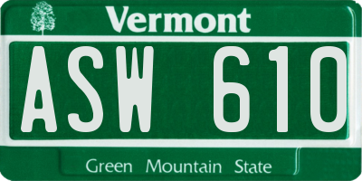 VT license plate ASW610