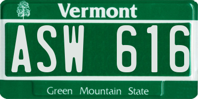 VT license plate ASW616