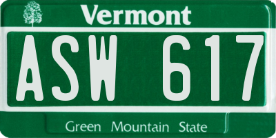 VT license plate ASW617