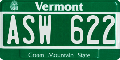 VT license plate ASW622