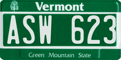 VT license plate ASW623