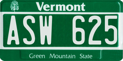 VT license plate ASW625
