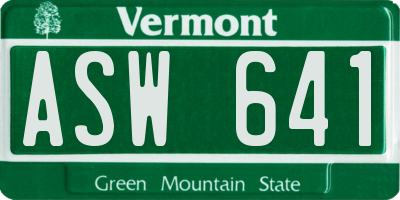 VT license plate ASW641