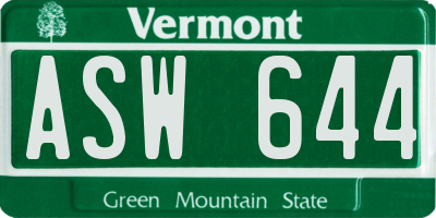 VT license plate ASW644
