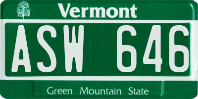 VT license plate ASW646