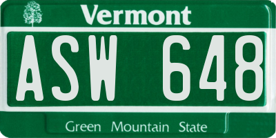 VT license plate ASW648