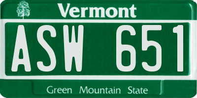 VT license plate ASW651