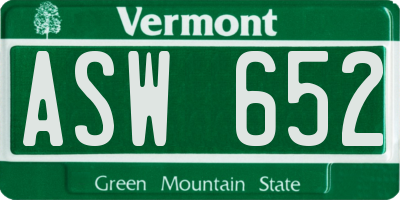 VT license plate ASW652