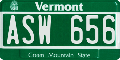 VT license plate ASW656