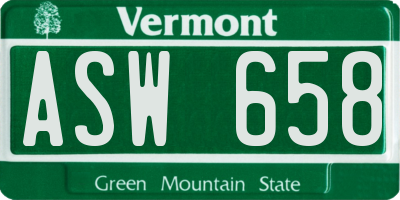 VT license plate ASW658