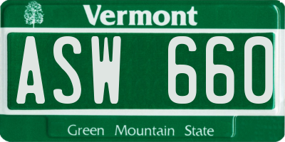 VT license plate ASW660