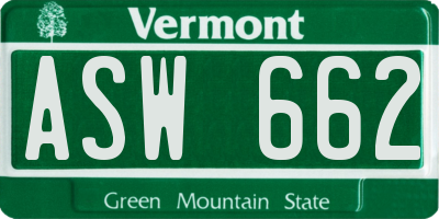 VT license plate ASW662