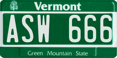 VT license plate ASW666