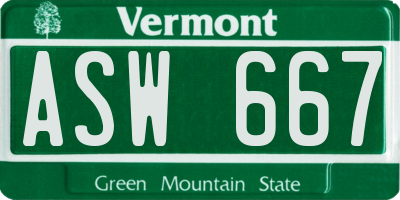 VT license plate ASW667