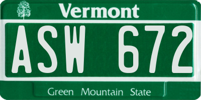 VT license plate ASW672