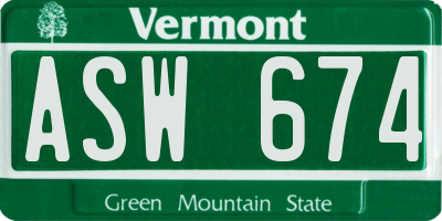 VT license plate ASW674