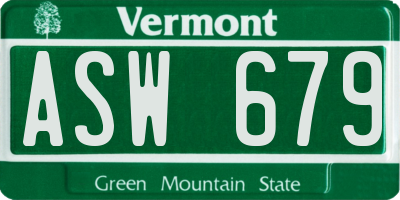 VT license plate ASW679