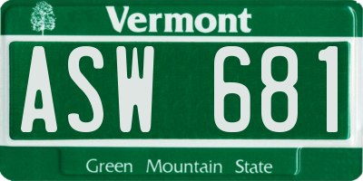 VT license plate ASW681