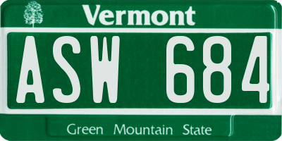 VT license plate ASW684