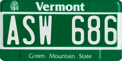 VT license plate ASW686