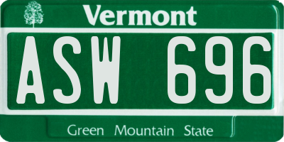 VT license plate ASW696