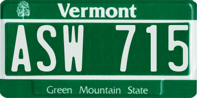 VT license plate ASW715