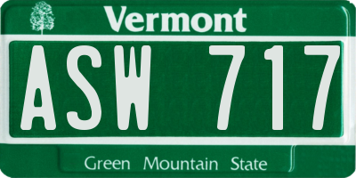 VT license plate ASW717