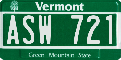 VT license plate ASW721
