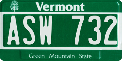 VT license plate ASW732